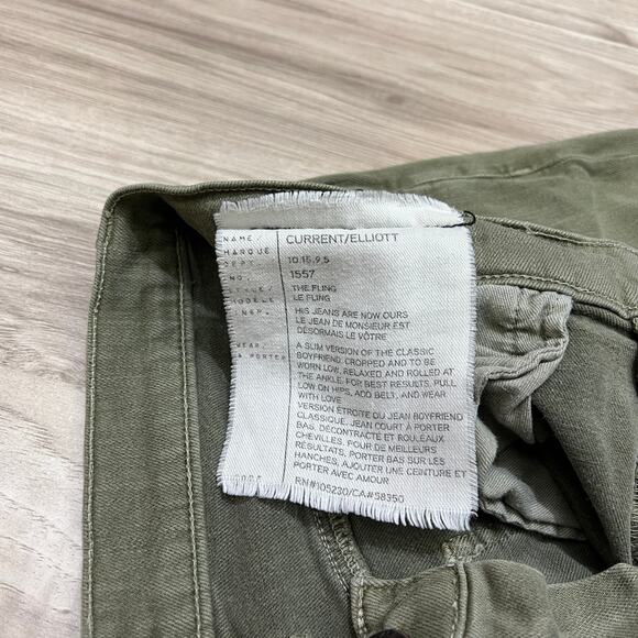 Current/Elliott The Fling Slim Boyfriend Green Jeans Size 26 - Picture 11 of 12
